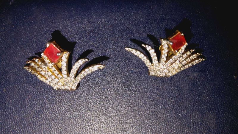 Elegant Red Stone Stud Earrings