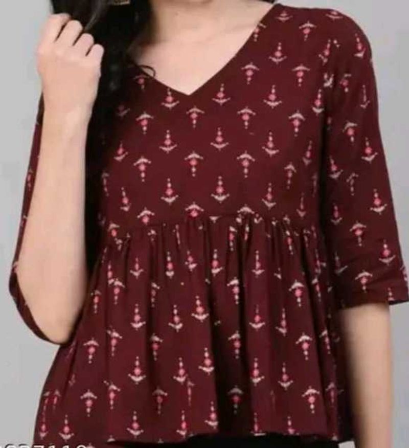 Marron Peplum Top