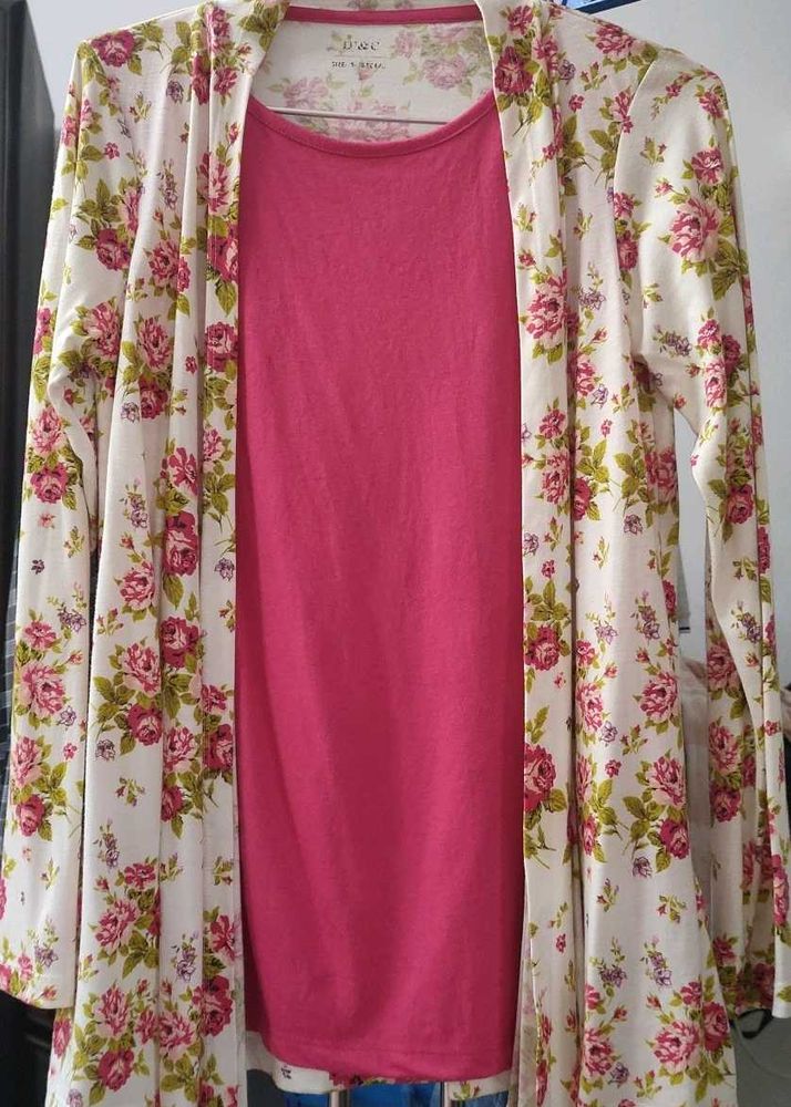Floral Cardigan &amp; Top Set