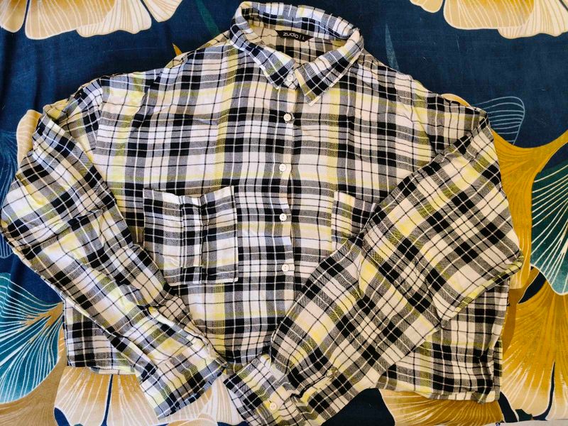 Zudio Checkered Boxy- Cropped Shirt