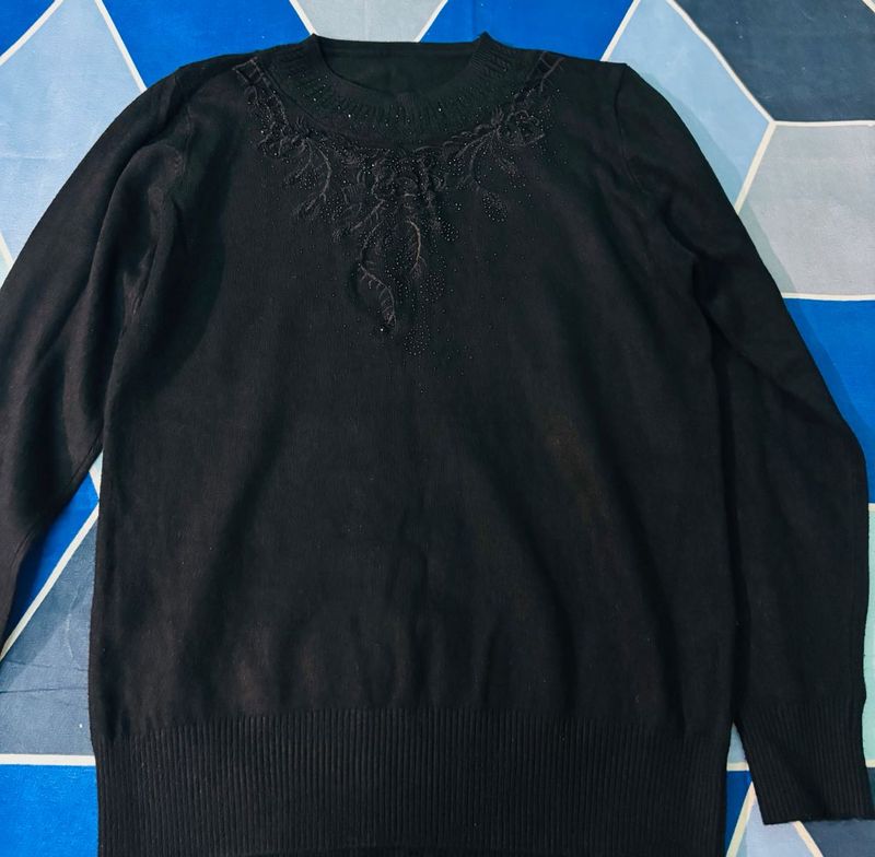 Embellished Black Sweater