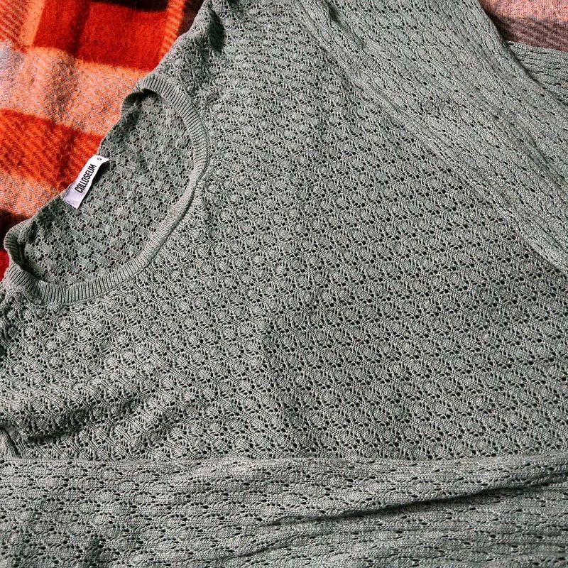 Green Knit Pullover Sweater