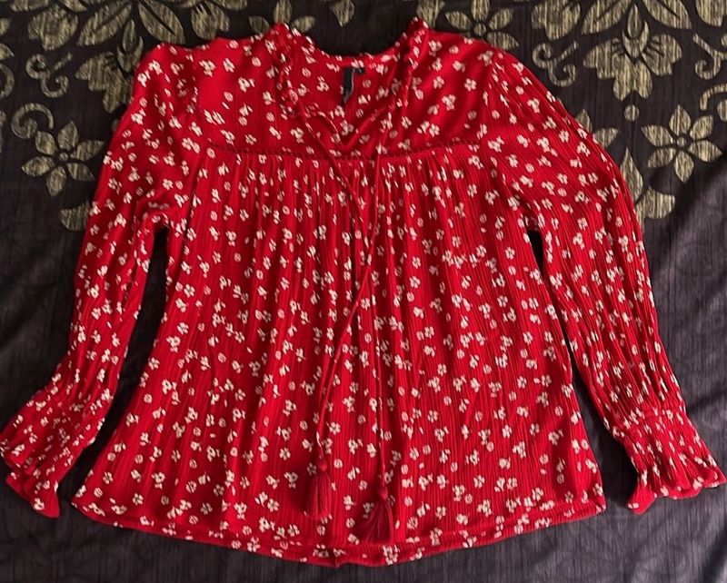 Red Floral Top
