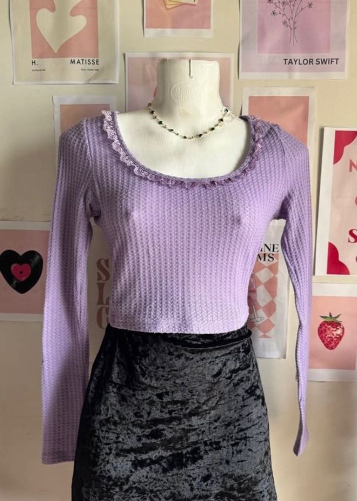 Lavender Knit Crop Top