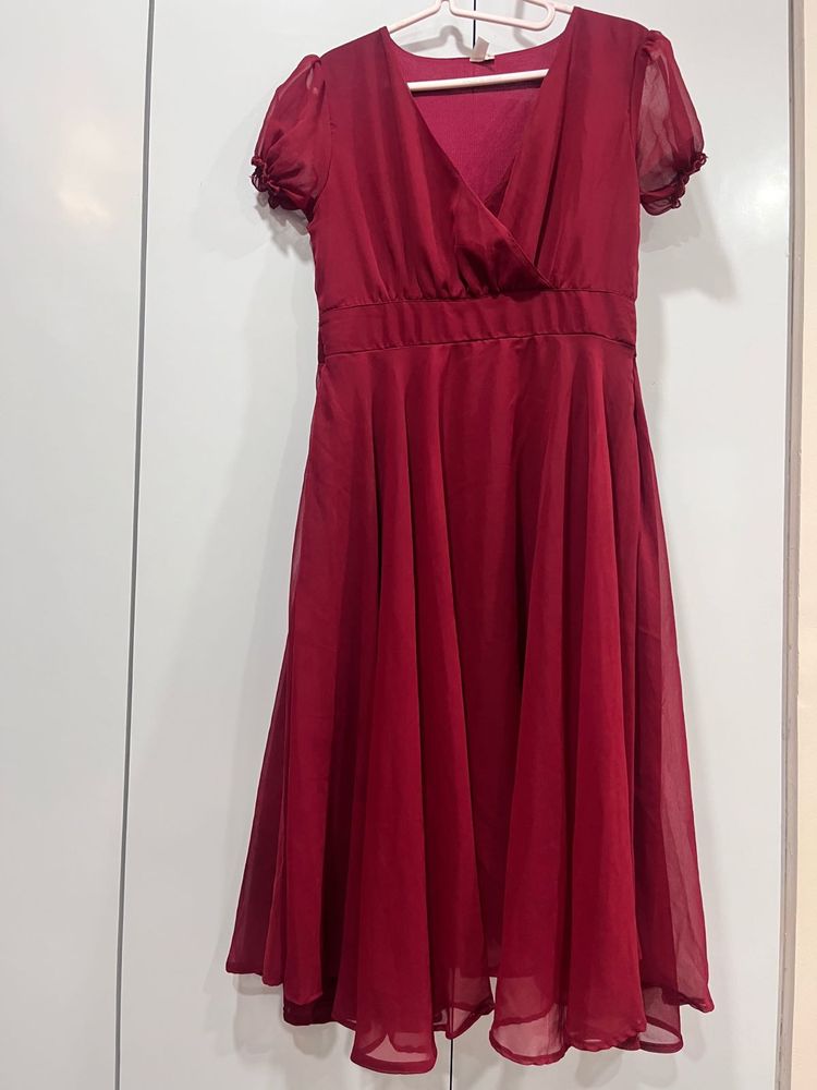 Cute Maroon Colour Dress