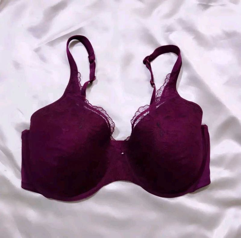 Elegant Purple Lace Bra