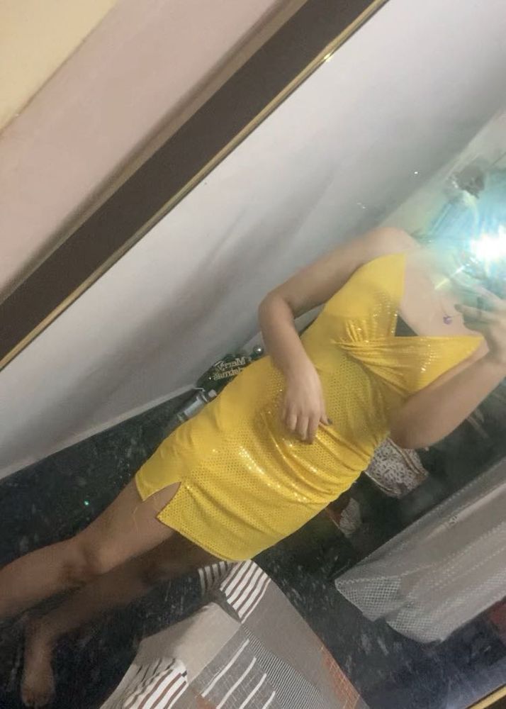 Sparkly Yellow Mini Dress