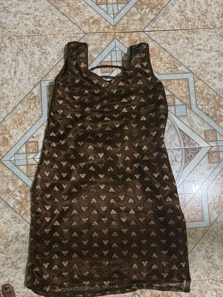 Brown Heart Pattern Dress