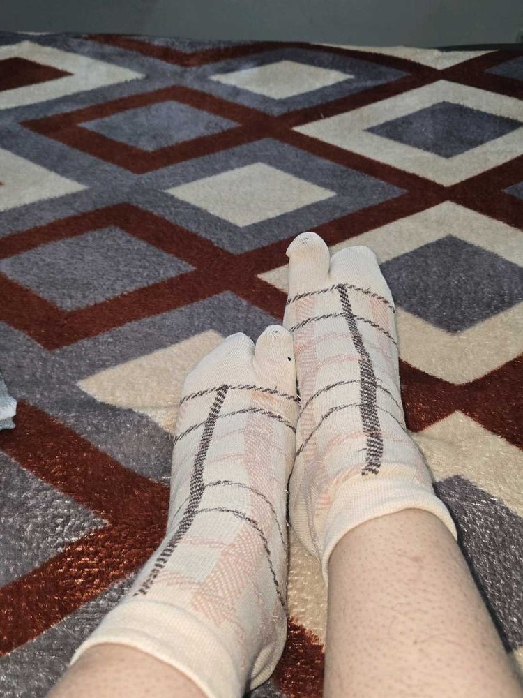 beige used cotten socks