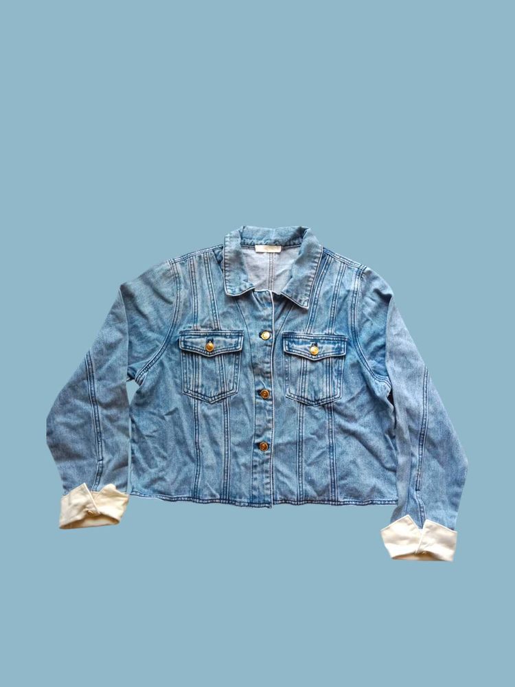 QIE GAO Women&#39;s Vintage Blue Denim Jacket