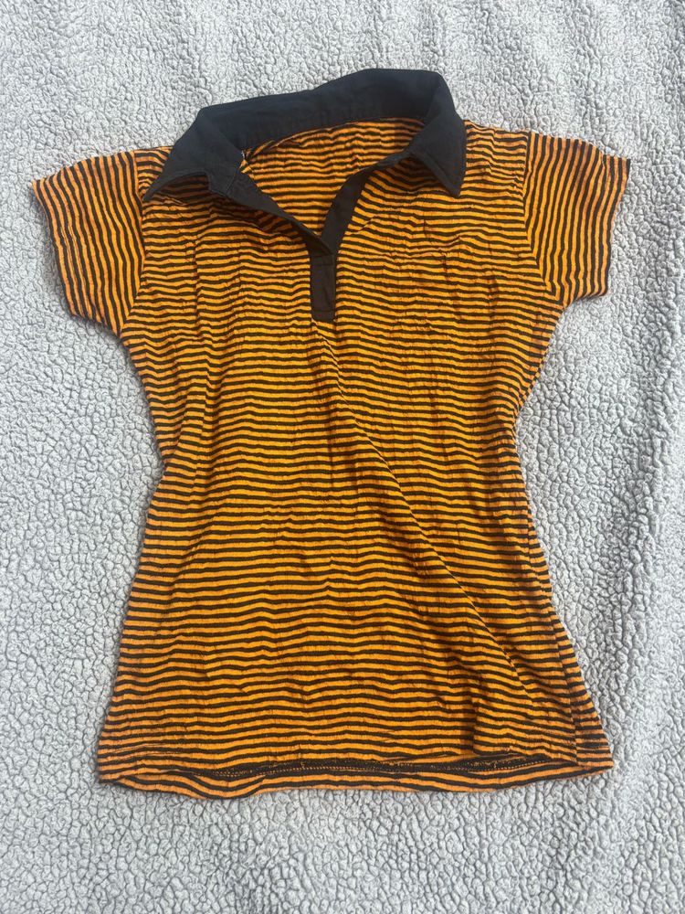 Body Fit Striped Polo Top