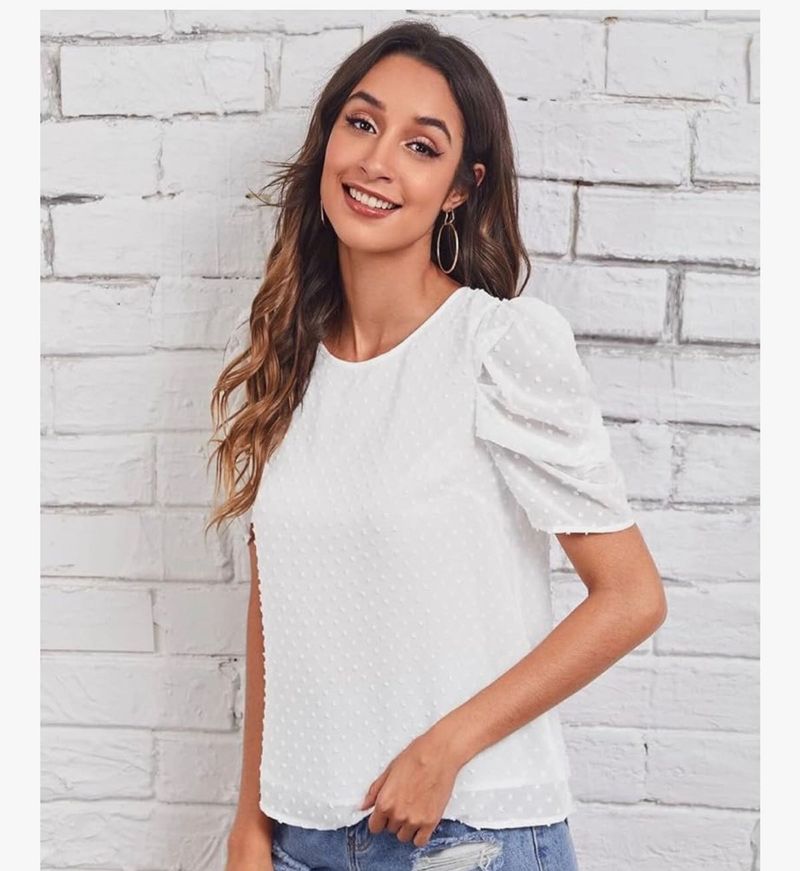 White Puff Sleeve Top