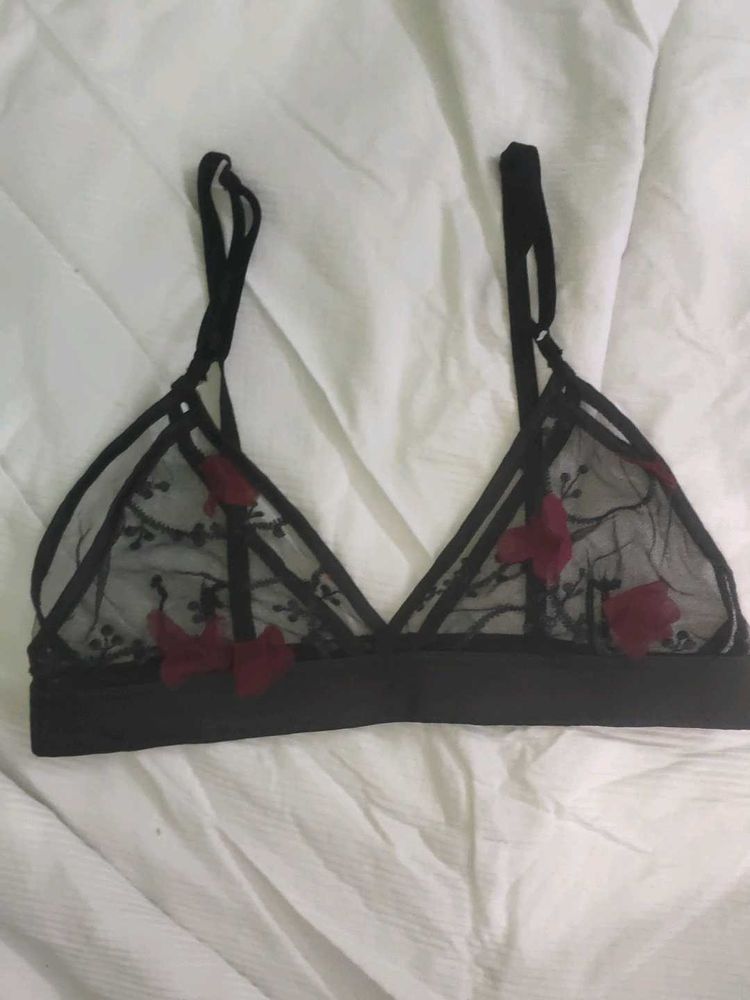 Floral Embroidered Sheer Bralette