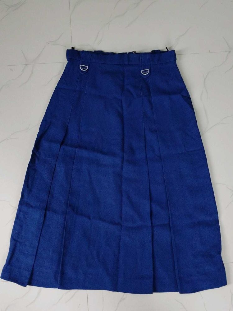 Vintage Blue Pleated Kilt Skirt