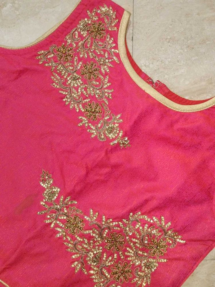 Pink Embroidered Lehanga