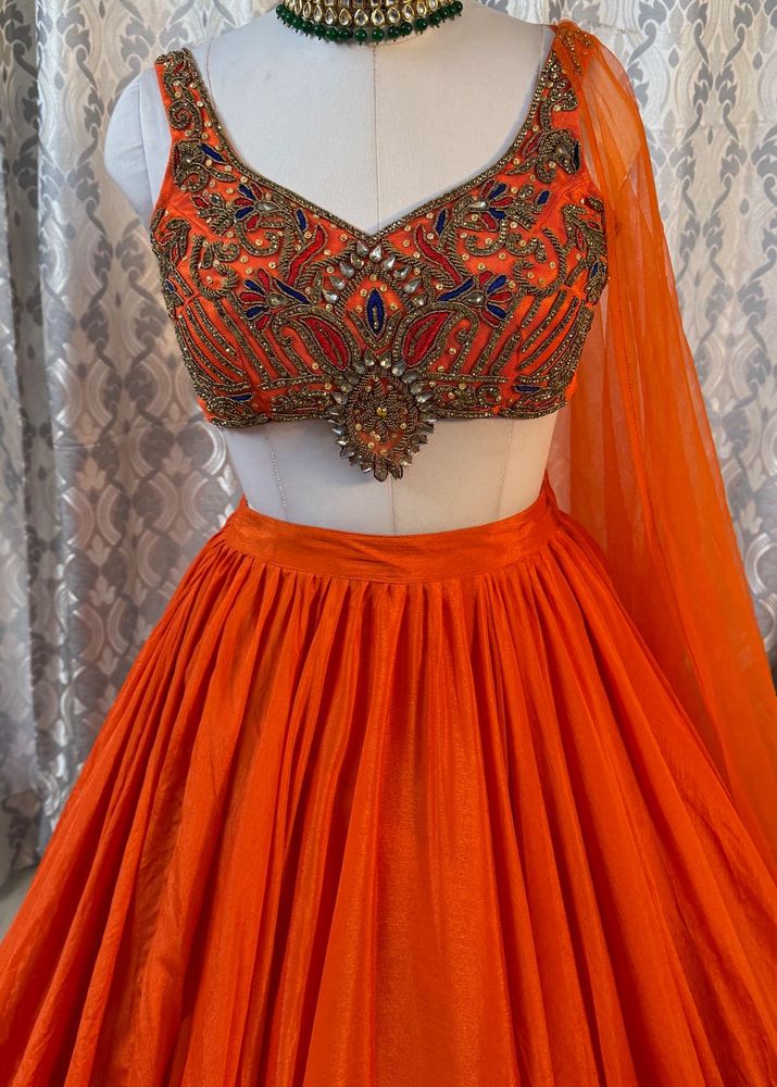Orange Embroidered Lehenga Choli