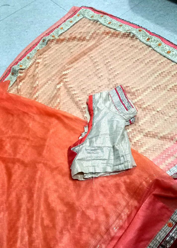 Coral Cream Saree❤️🎊