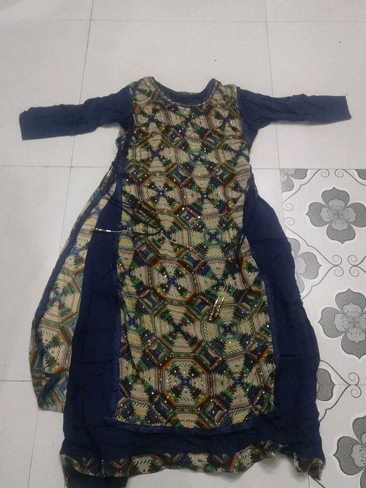 Elegant Navy Blue Printed Kurti