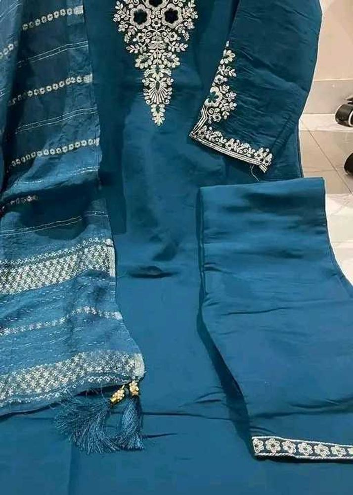 Elegant Teal Embroidered Salwar Suit