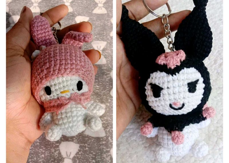 Kuromi &amp;melody Keychain