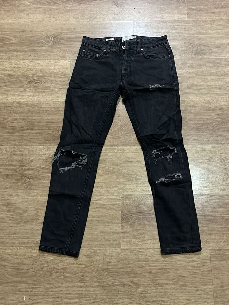 Topman Ripped Black Jeans