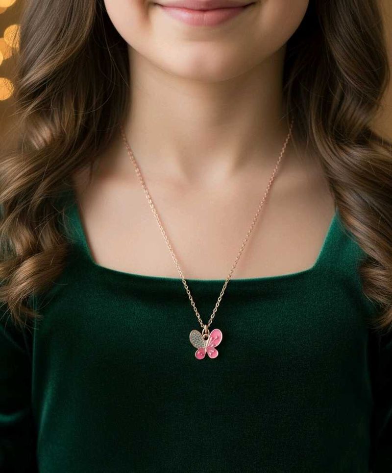 Pink Butterfly Necklace
