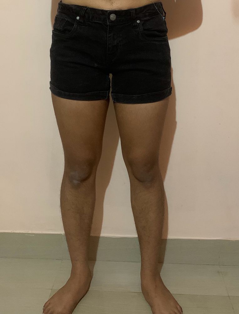 Denim Mini Jeans Black Colour.