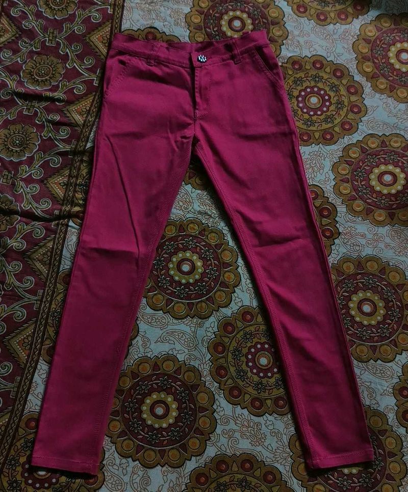 Raspberry Colored Skinny Pants For Girls