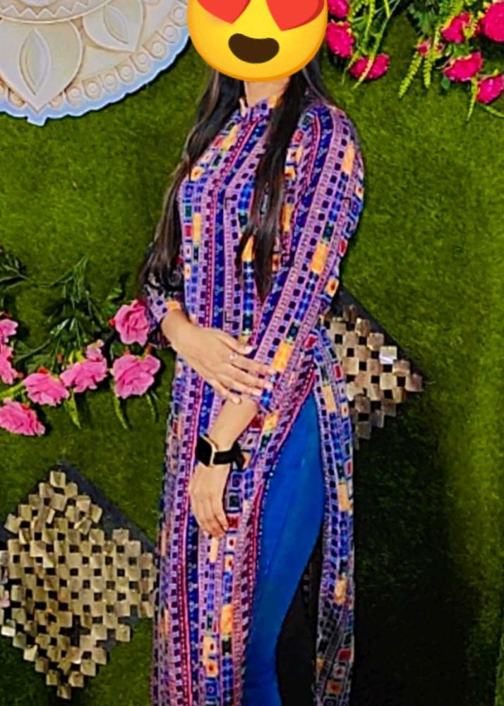 Printed Kurti with Side Slits korean Look