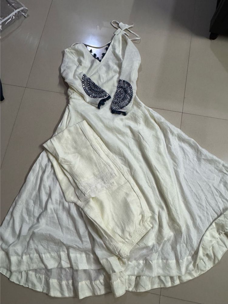 anarkali white dress
