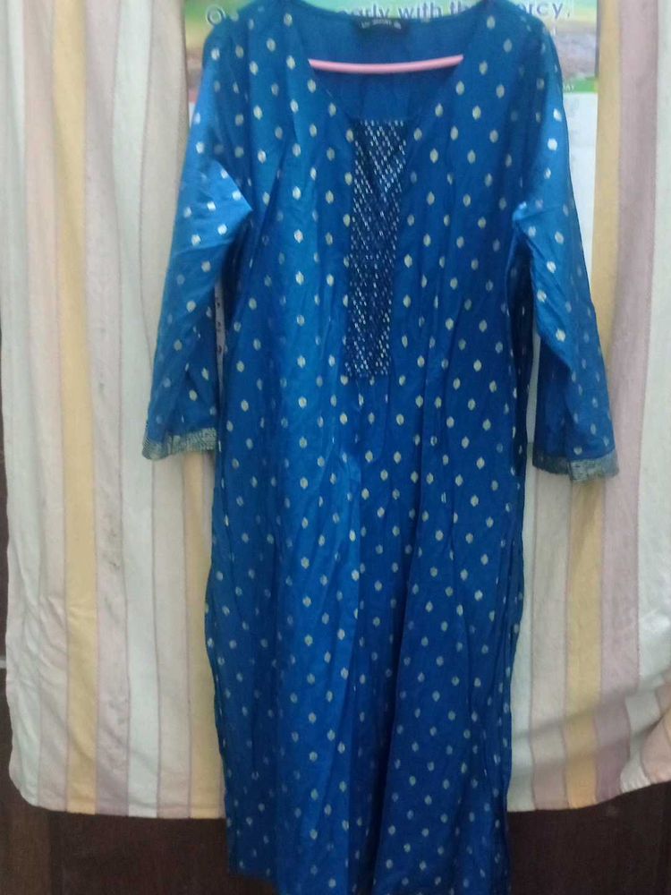 Blue &amp; Gold Print Kurti