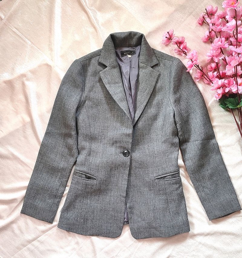 Women&#39;s Grey Fitted Blazer