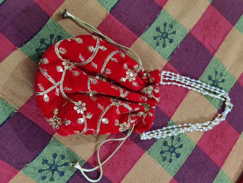 Red Velvet Potli Bag