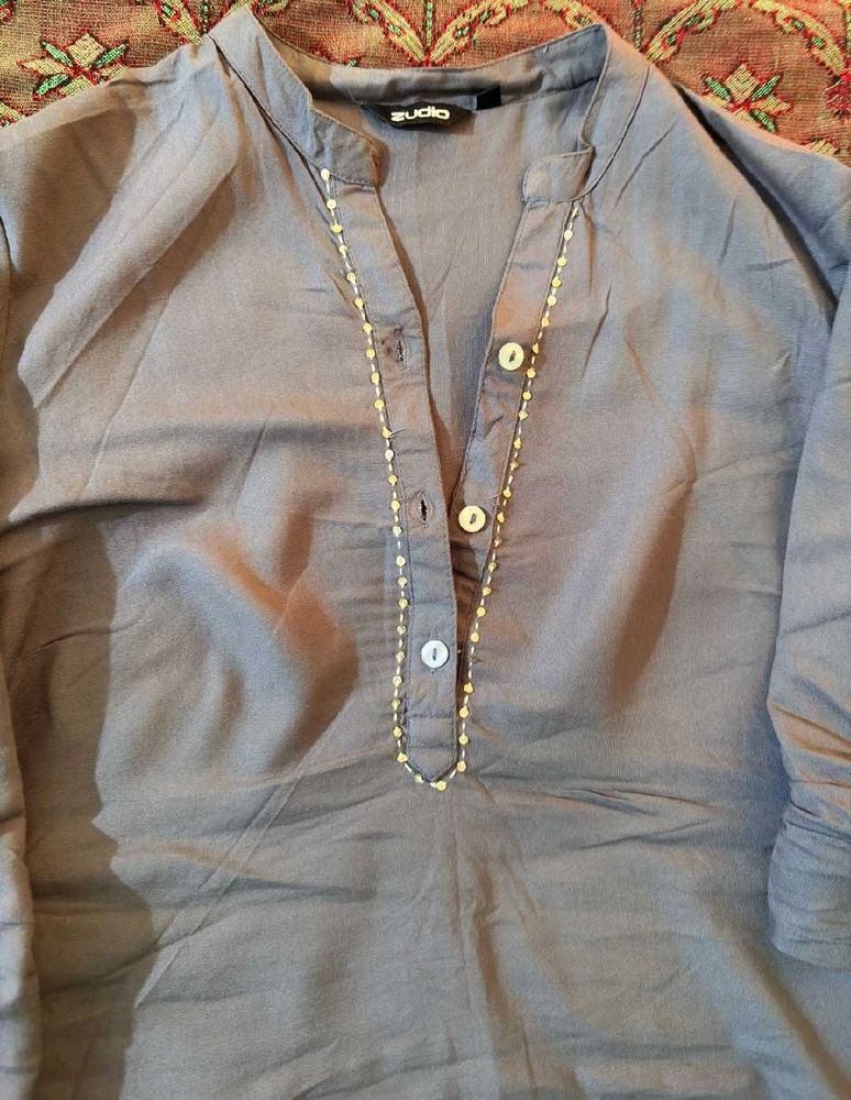 Zudio New Shirt Style Embriodery GREY TOP