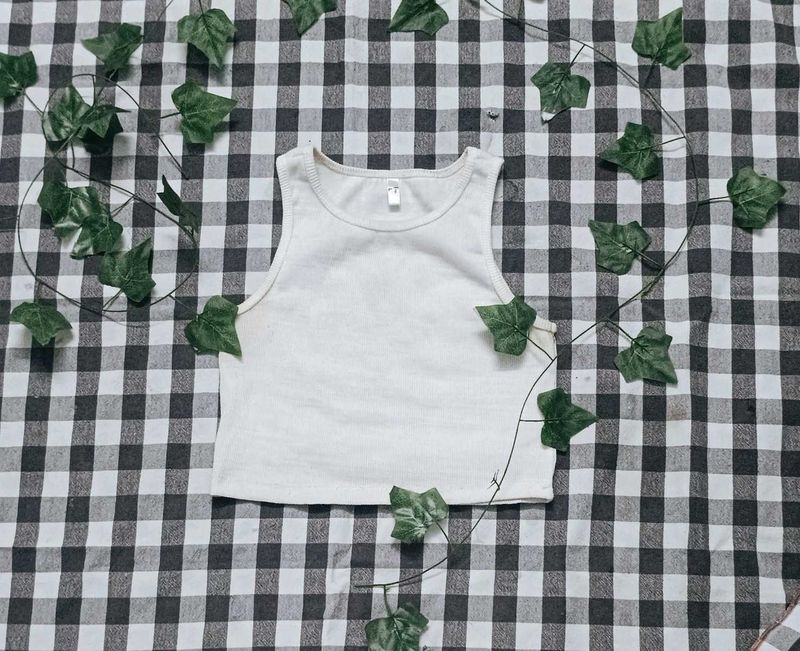 white and black tang top