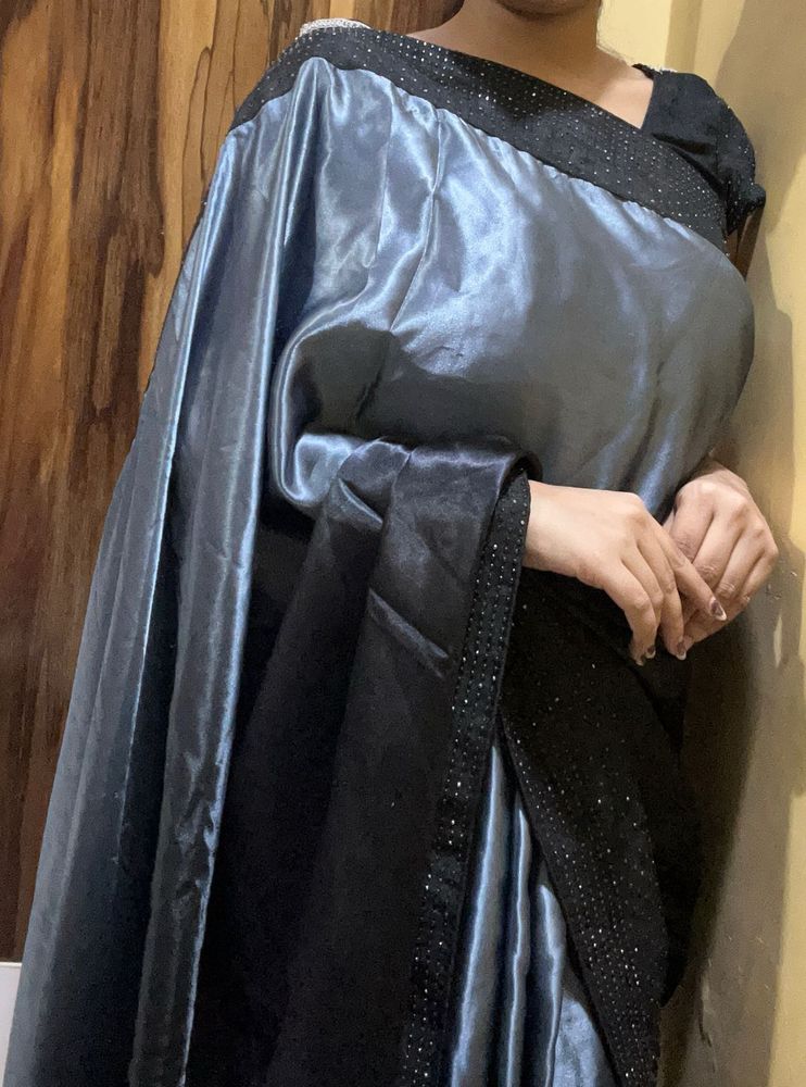 Elegant Black Embellished Saree