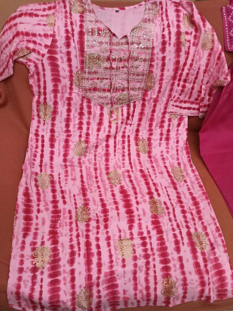 BrandNew BeautifulPink Tie-Dye Embroidered Kurta