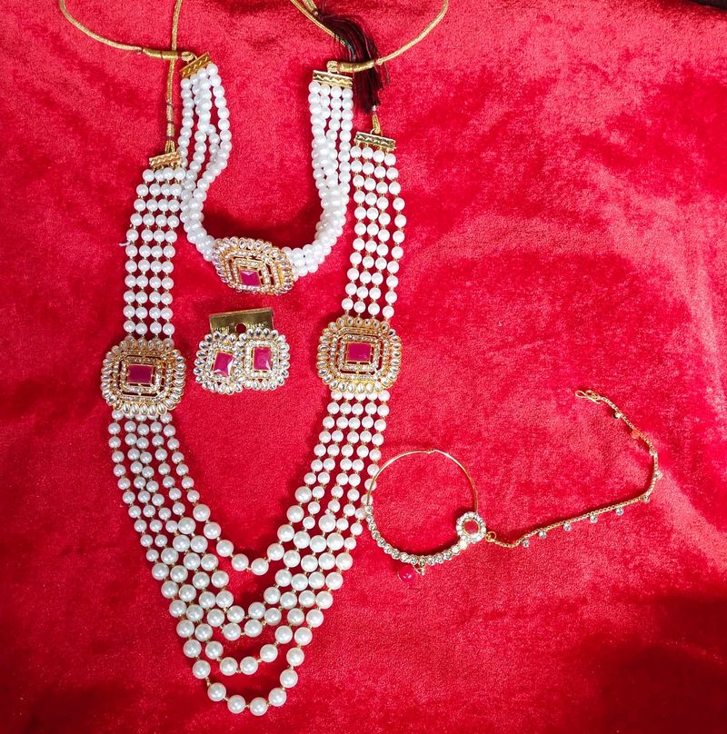 Pink Pearl Choker Jwellery Sets Combo