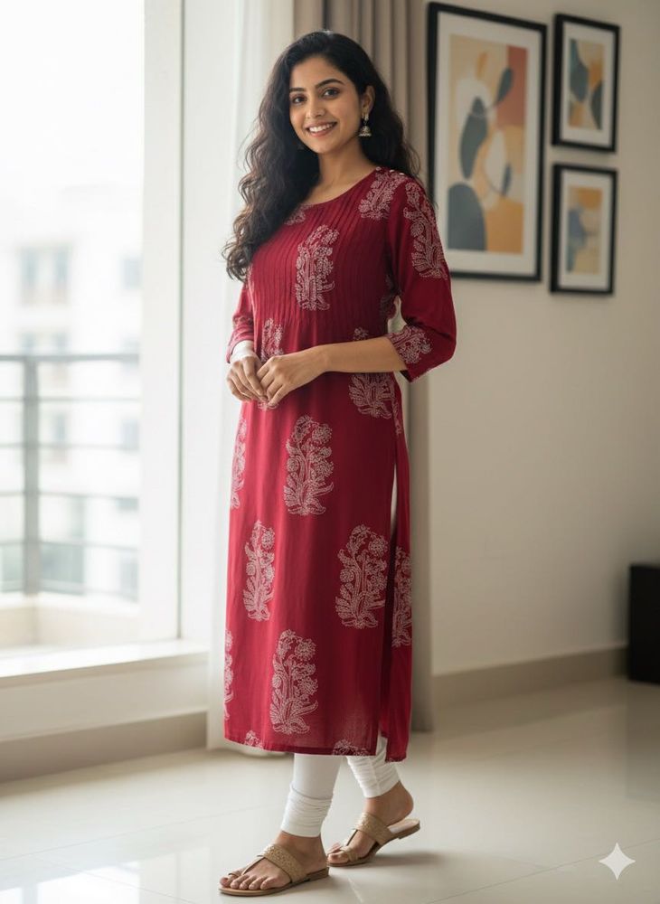 Elegant Maroon Printed Kurta
