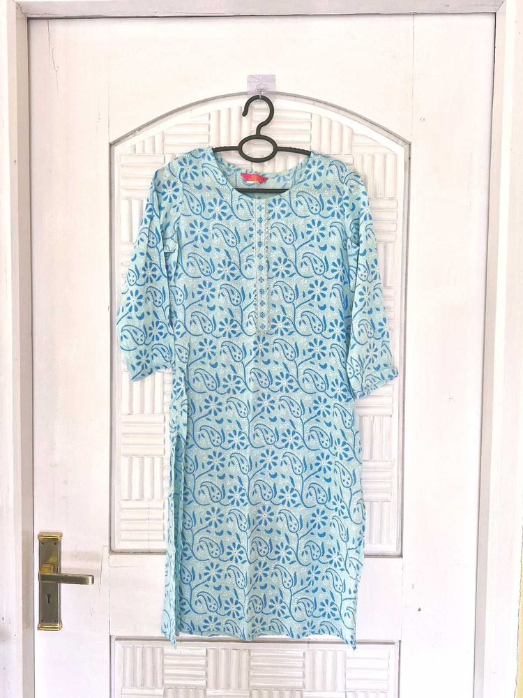 Light Blue Straight Kurti