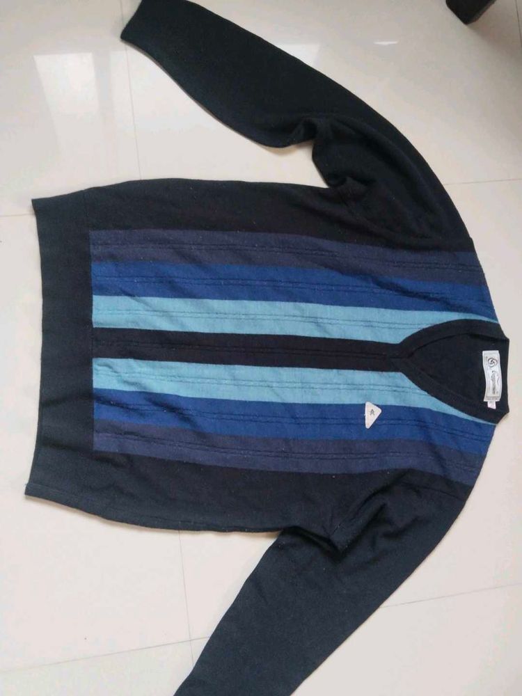 Striped V-Neck Pullover Sweater