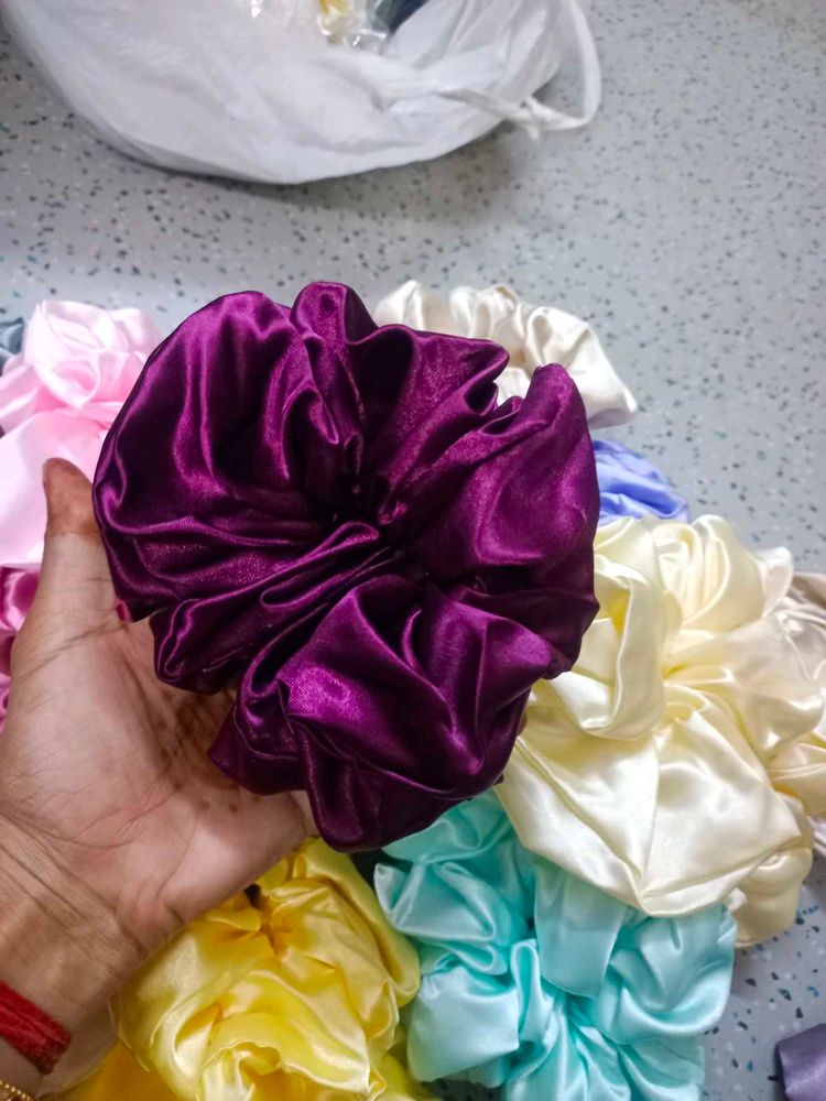 Combo Of 16 Jumbo Satin Scrunchie
