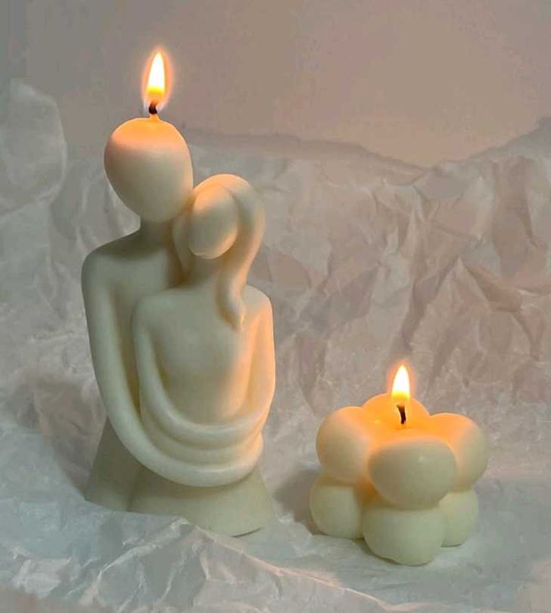 Sculptural Embrace &amp; Bubble Candle Set