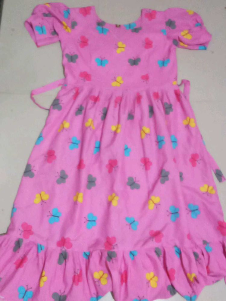 Butterfly Print Pink Dress