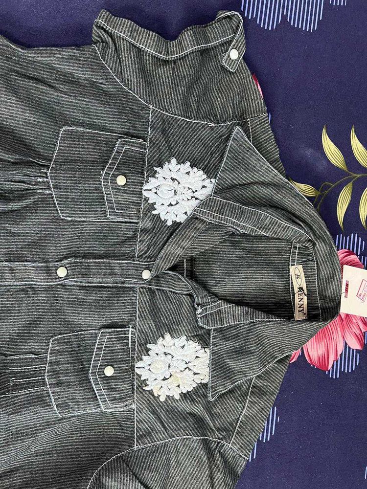Henny Gray Striped Blouse