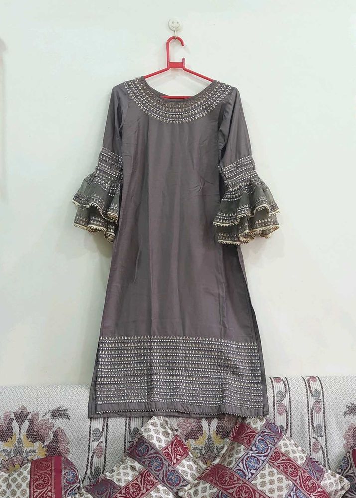 Straight Kurta With Bell Sleeves🤎