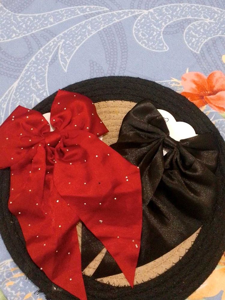 Satin Hair Clips With Bows