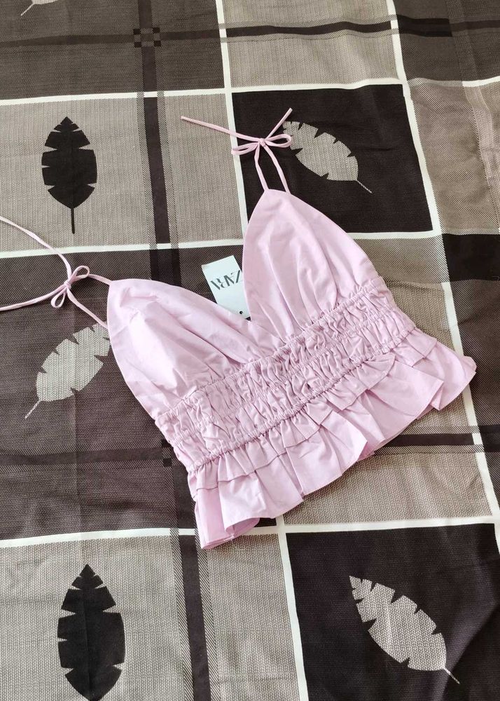 y2k Ruffle Top With Tie Straps 🎀🍓