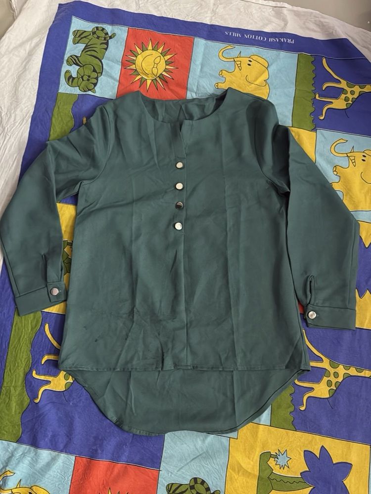 Green Button-Down Top