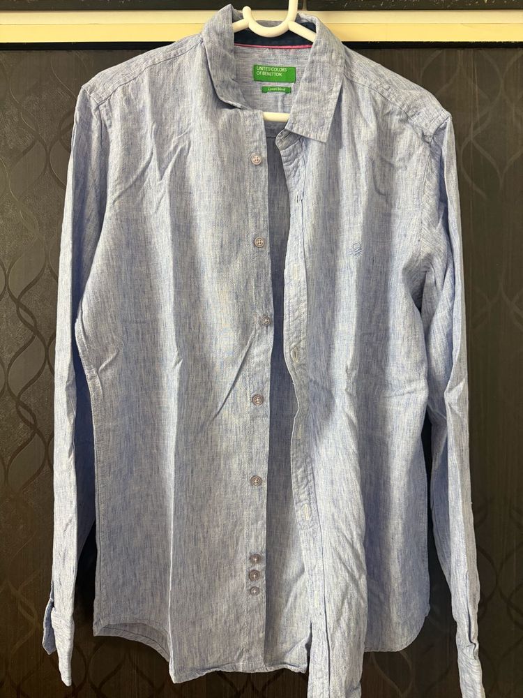 Benetton Blue Linen Shirt